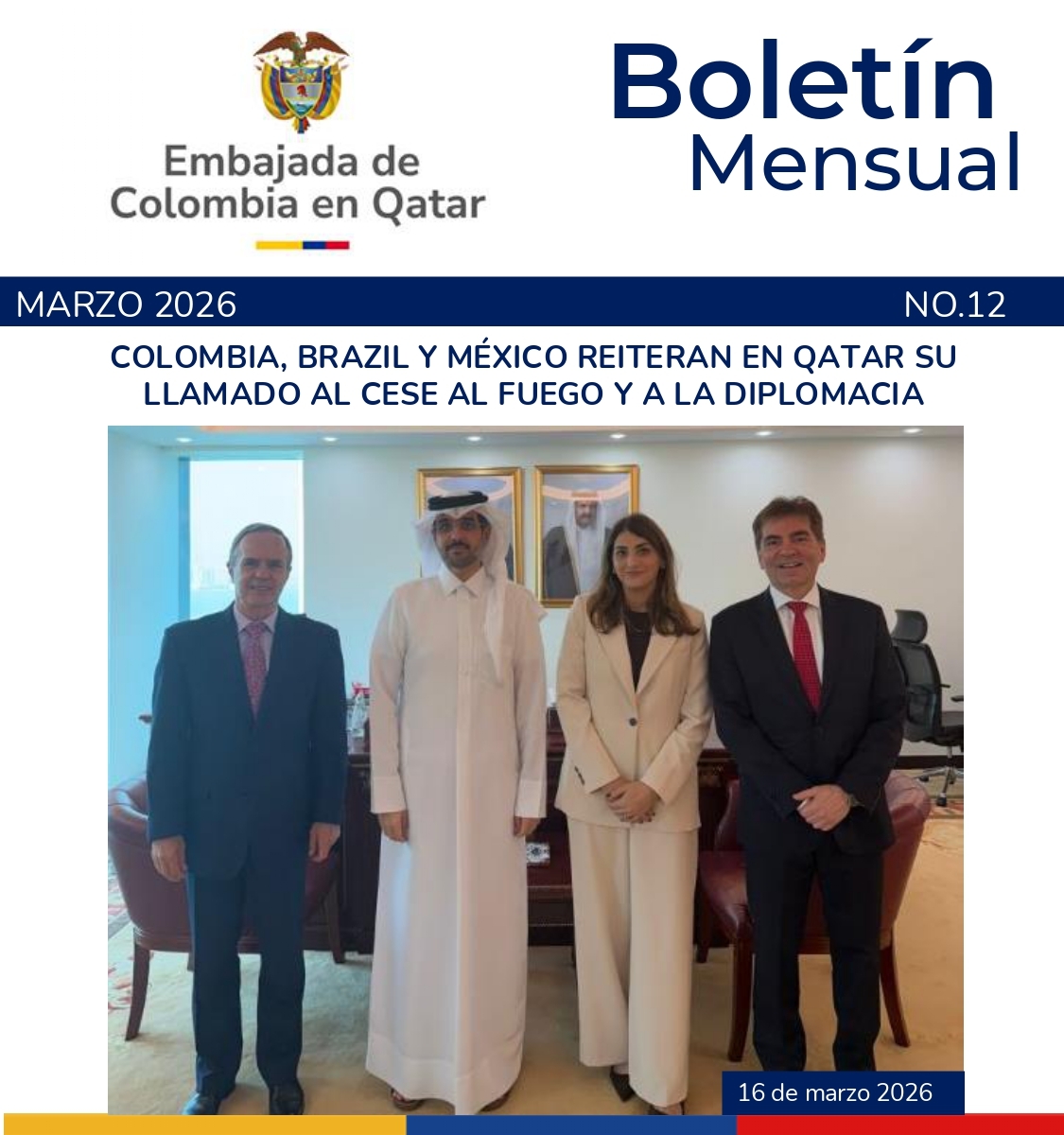 COLOMBIA, BRAZIL Y MÉXICO REITERAN EN QATAR SU LLAMADO AL CESE AL FUEGO Y A LA DIPLOMACIA