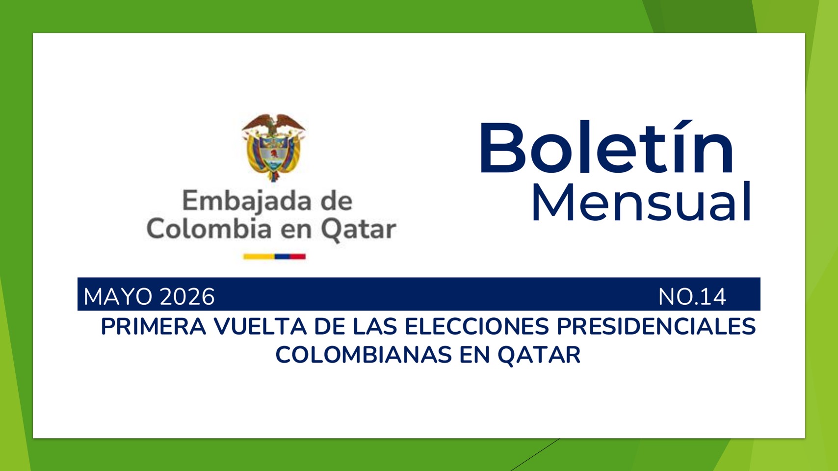 Embajada de Colombia en Qatar publica su boletín de mayo de 2026
